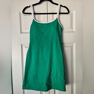 Pink Lily Green Dress with White Straps